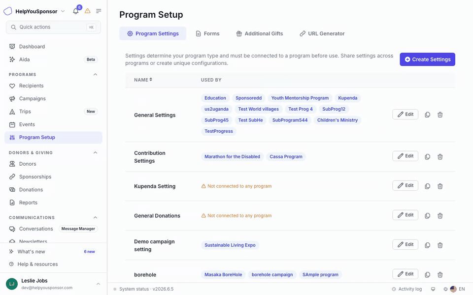 Animated walkthrough of program forms