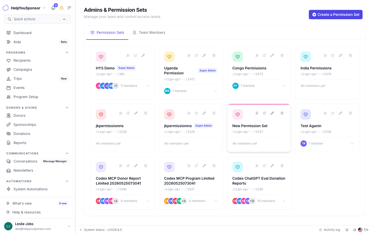 Admins and Permission Sets page with the Permission Sets tab open